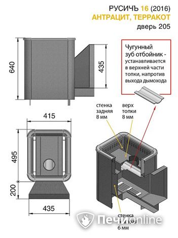 Дровяные печи-каменки Везувий Русичъ Антрацит 16 (205) 2016 в Нижнем Тагиле