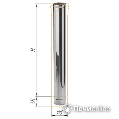Дымоход Феррум Дымоход нержавейка 08 d-115 L=1м в Нижнем Тагиле